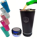 LANÇAMENTO | Copo térmico de inox 420ml com tampa abridor e caixa de som Bluetooth com LED