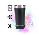 LANÇAMENTO | Copo térmico de inox 420ml com tampa abridor e caixa de som Bluetooth com LED