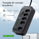 Extensão Elétrica com USB – Filtro de Linha 10A, Proteção e Suporte 100–220V