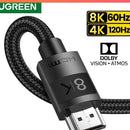 Cabo HDMI 2.1 Ugreen de ultra alta velocidade 8K/60Hz 4K/120Hz para Xiaomi Mi Box PS5, cabo divisor HDMI Dolby Vision 48Gbps