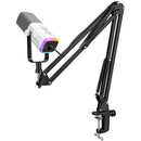 Kit de Microfone Dinâmico FIFINE AM8T — USB/XLR, RGB, Braço Articulado, Controle de Volume, Ideal para Jogos, Streaming e Mixer (PC/PS5/PS4)
