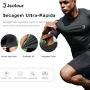 Camiseta esportiva masculina, feita em tecido respirável e elástico, com secagem rápida. Ideal para treinos intensos, futebol e uso diário com máximo conforto